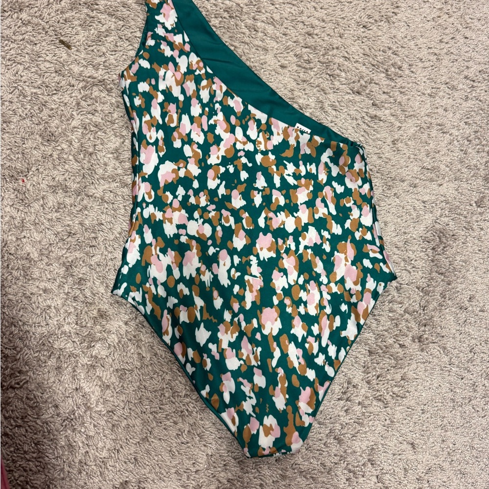 BAIIA Summer Reversible One-Shoulder Green Speck Swimsuit